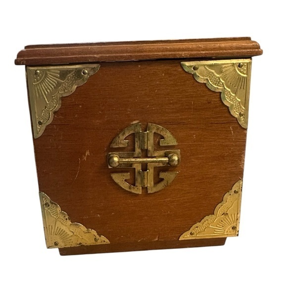 Vintage Wooden and Brass Storage Box - Picture 1 of 6